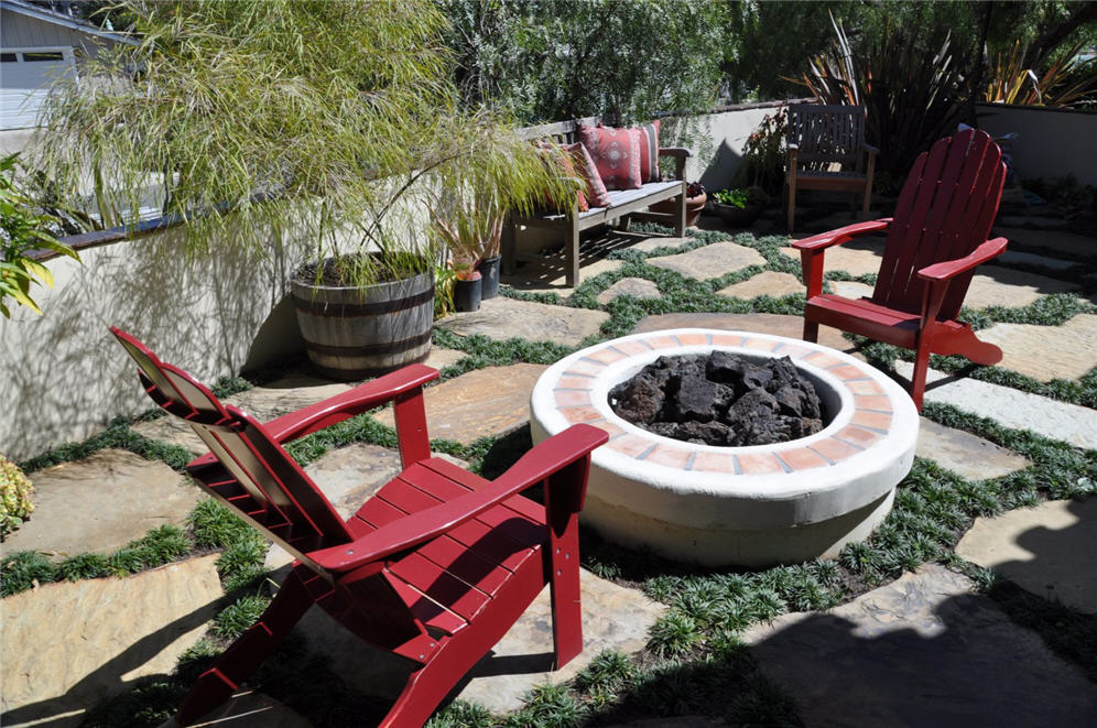 Red Chairs and Fire Pit