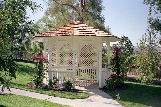 Wood Shingle Roof White Gazebo